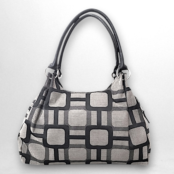 Nine West Handbag Black and Tan Geometric Pattern - Picture 4 of 11